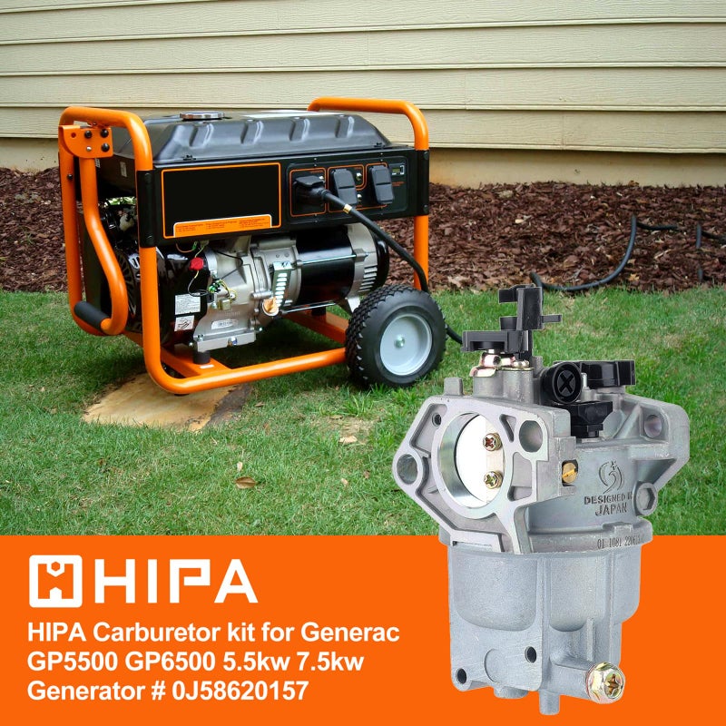 HIPA GP5500 0J58620157 Carburetor for Generac GP5000 GP 5500 GP6000E GP6500 GP6500E GP7500 GP7500E GP8000E 5KW 5.5KW 6.5KW 389cc Generator Huayi Ruixing Carb Maintenance Kit 0G8442A111 - Image 2